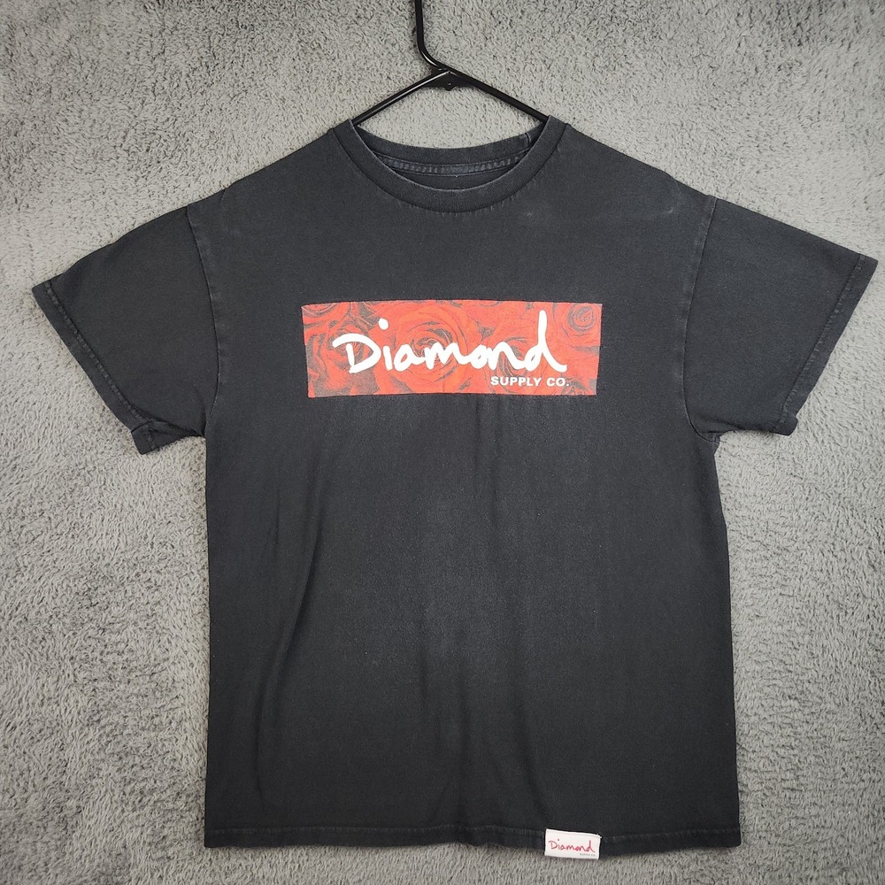 Diamond Supply Co Graphic Tee Mens Medium Rose Script Logo Streetwear Skater